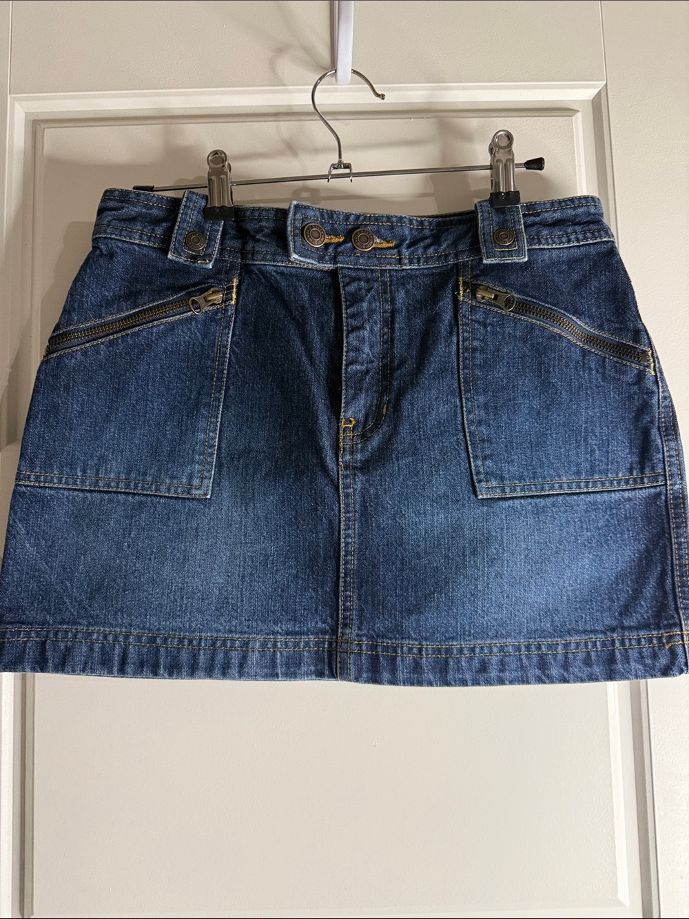 Old Navy Dark Blue Denim Mini Skirt with Zip Pockets